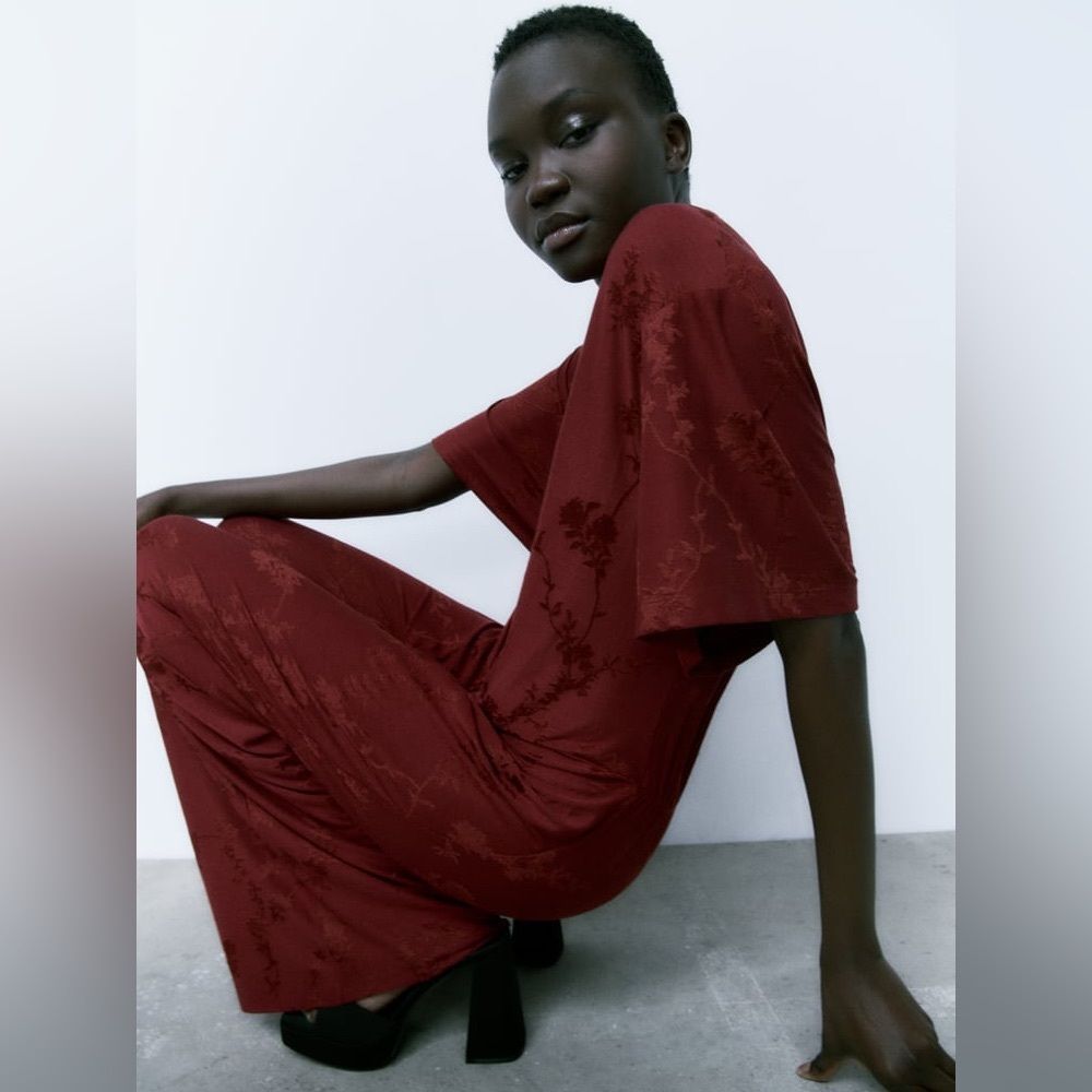 ZARA LONG JACQUARD JUMPSUIT - Picture 7 of 13